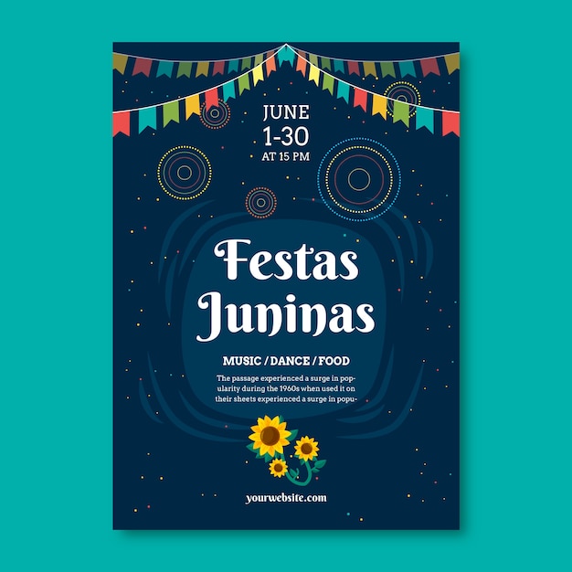 Vetor modelo de cartaz de festas juninas planas