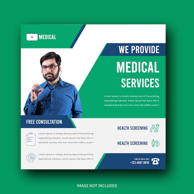 Modelo de cartaz de folheto de saúde médica design de layout de capa vetor cuidado clínica brochu de medicina hospitalar