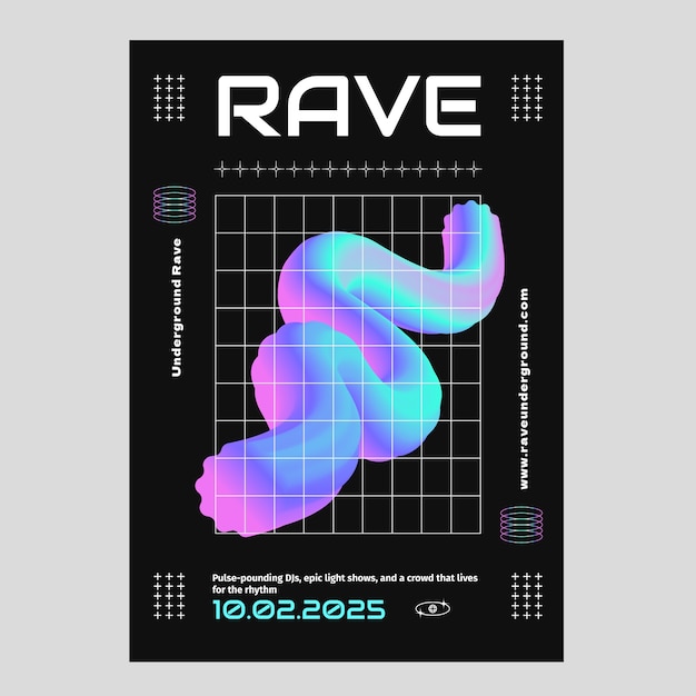 Modelo de cartaz de gradiente Rave