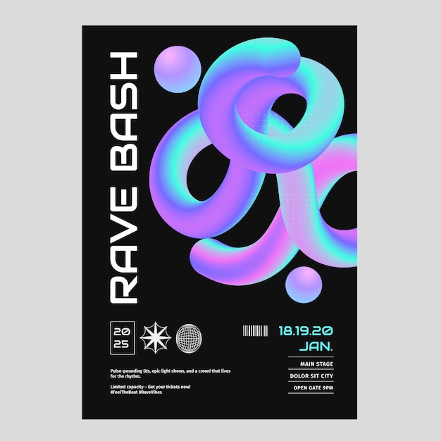 Modelo de cartaz de gradiente Rave