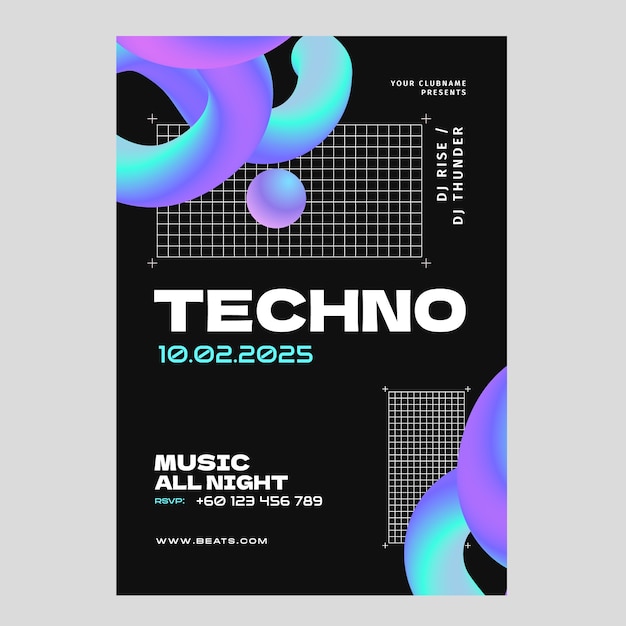 Modelo de cartaz de gradiente Rave