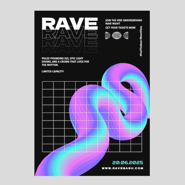 Modelo de cartaz de gradiente Rave
