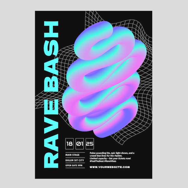 Modelo de cartaz de gradiente Rave