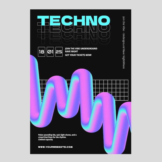 Modelo de cartaz de gradiente Rave