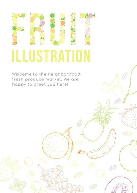Vetor modelo de cartaz de ilustração de arte de esboço de frutas