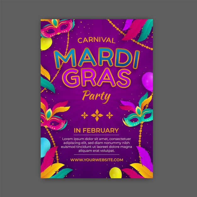 Modelo de cartaz de máscara de Mardi Glas