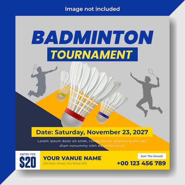 Modelo de cartaz de mídia social de badminton