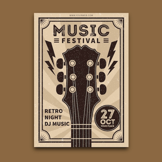 Modelo de cartaz de música retrô