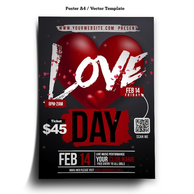 Modelo de Cartaz de Noite de Evento de Dia do Amor