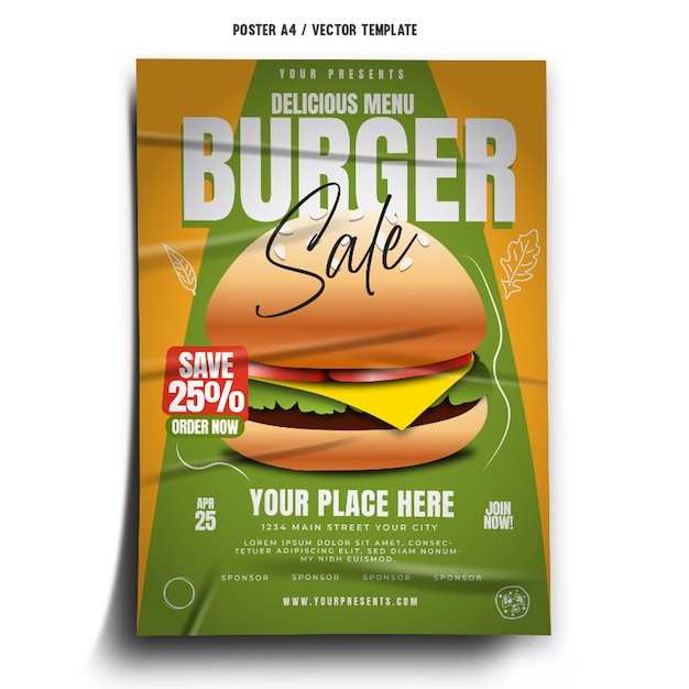 Modelo de cartaz de oferta de hambúrguer