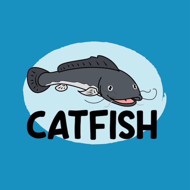 Modelo de cartaz de peixe-gato vetorial