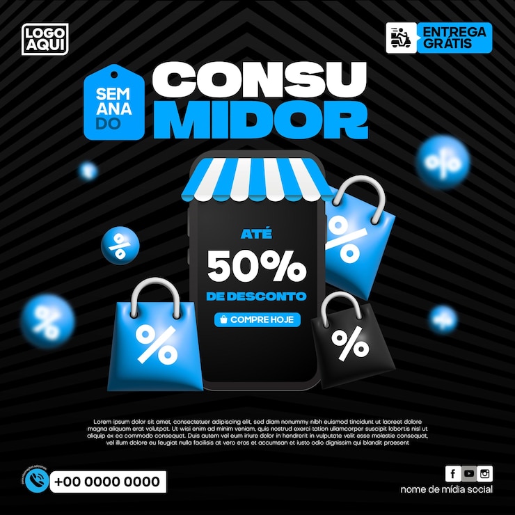 Vetor modelo de cartaz de promoção da semana do consumidor media para vendas