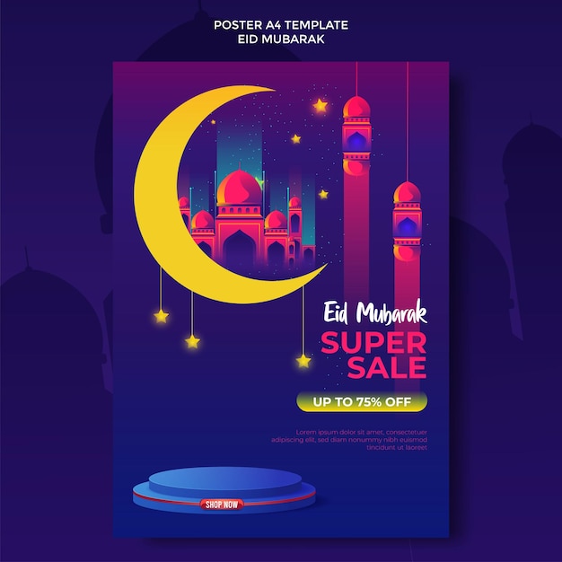 Vetor modelo de cartaz de venda eid alfitr