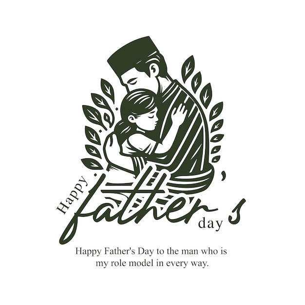 Vetor modelo de cartaz digital de feliz dia do pai com ilustração de pai e filho