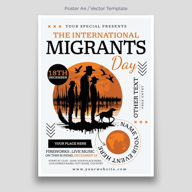 Vetor modelo de cartaz do dia dos migrantes