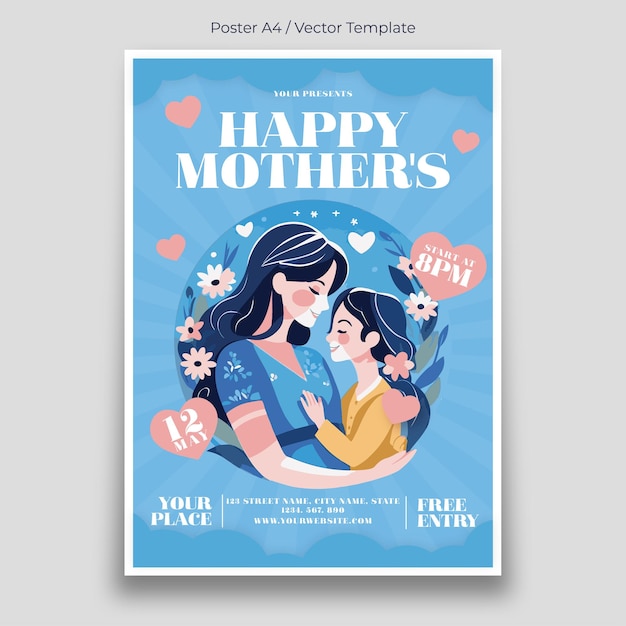 Modelo de cartaz do Feliz Dia das Mães