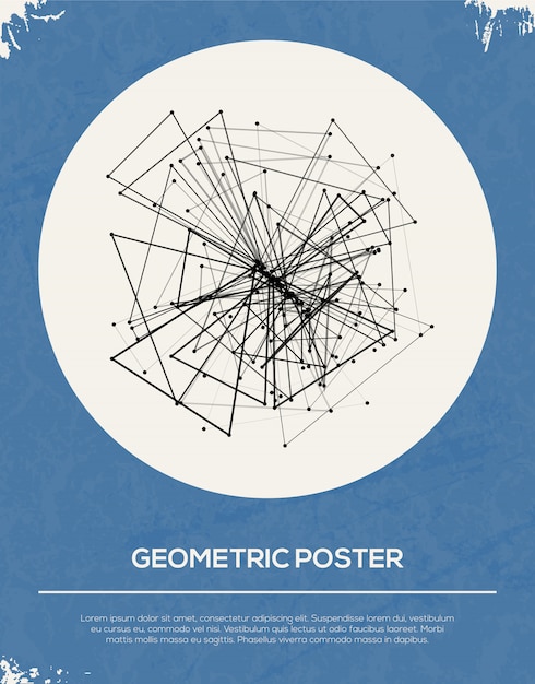 Vetor modelo de cartaz geométrico retrô abstrato.