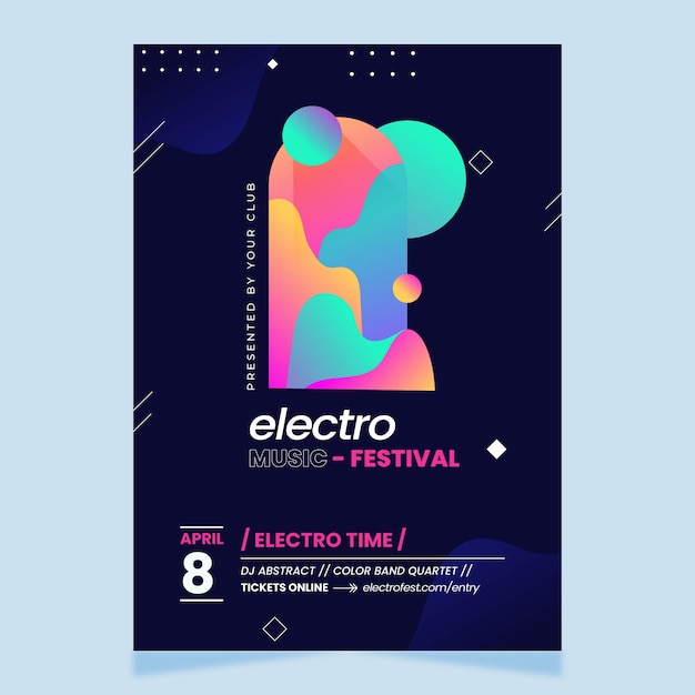 Vetor modelo de cartaz - gradiente de festival de música