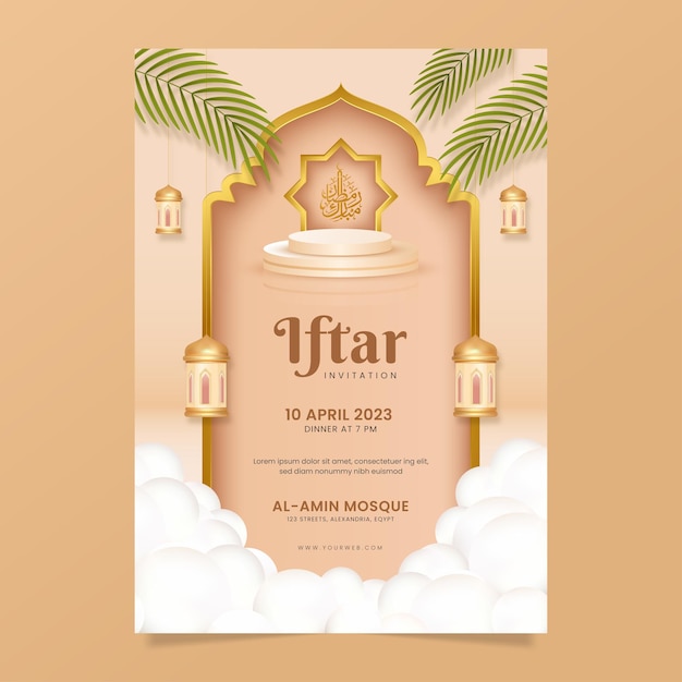 Modelo de cartaz iftar realista Vetor Premium