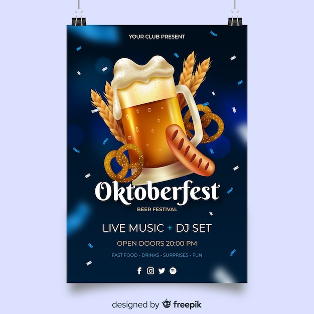 Modelo de cartaz realista da oktoberfest