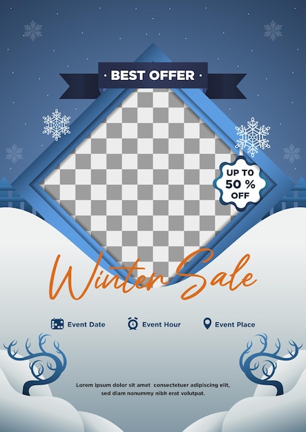 Vetor modelo de cartaz vendas de inverno design exclusivo