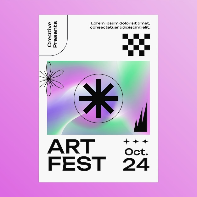Modelo de cartaz vertical com gradiente granulado