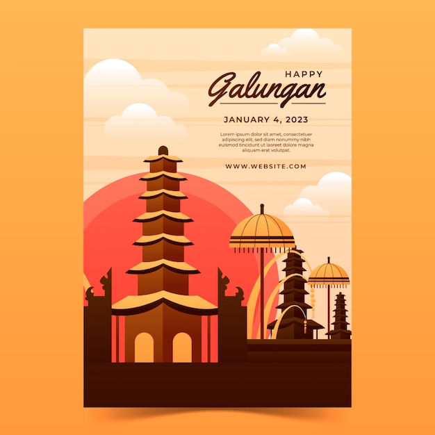 Modelo de cartaz vertical de celebração galungan gradiente