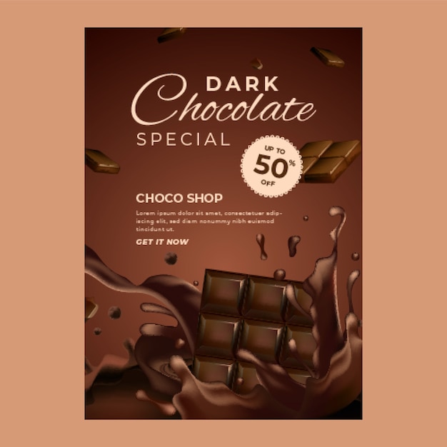 Modelo de cartaz vertical de chocolate realista
