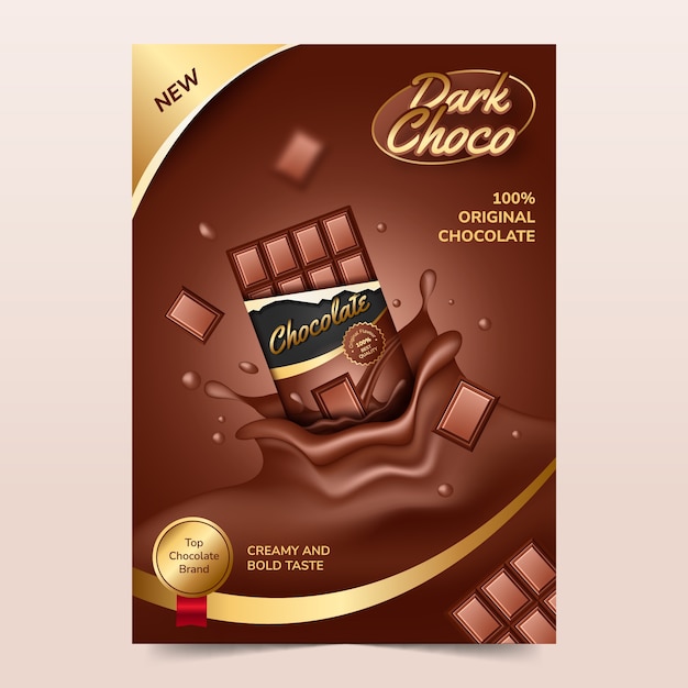 Modelo de cartaz vertical de chocolate realista