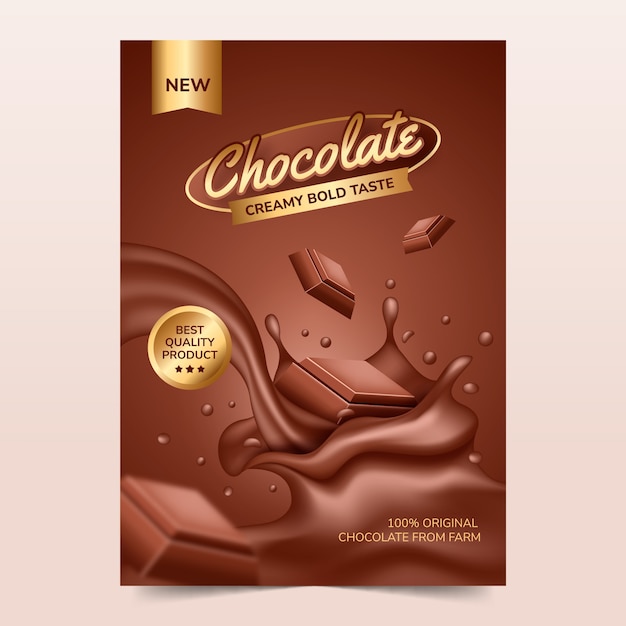 Modelo de cartaz vertical de chocolate realista