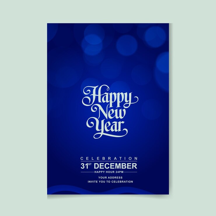 Vetor modelo de cartaz vertical de feliz ano novo com ilustração
