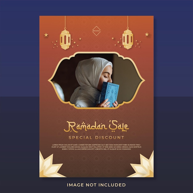 Modelo de cartaz vertical de venda de ramadã gradiente
