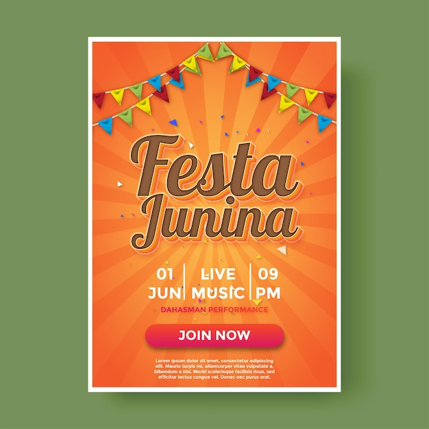 Modelo de cartaz vertical festa junina