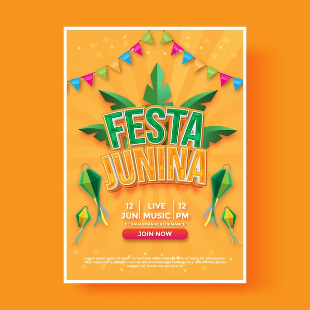 Modelo de cartaz vertical festa junina