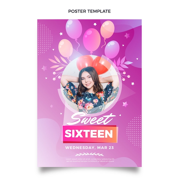 Modelo de cartaz vertical gradiente doce 16