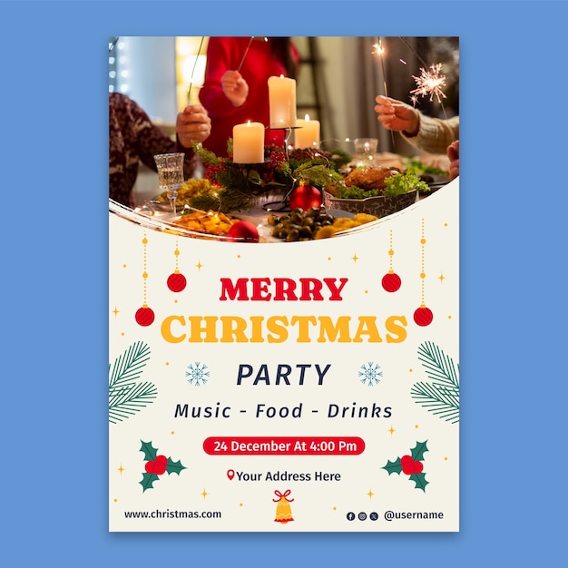 Modelo de cartaz vertical para celebração da temporada de natal