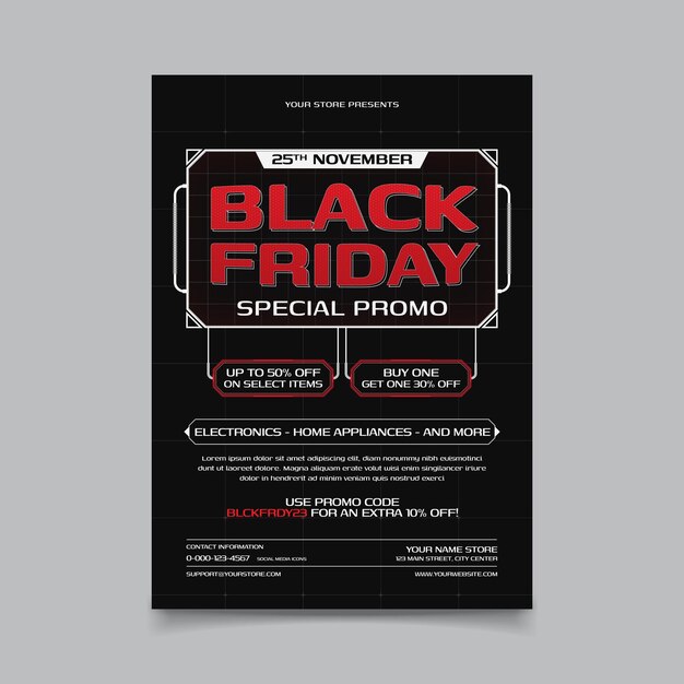 Vetor modelo de cartaz vertical realista de balck friday