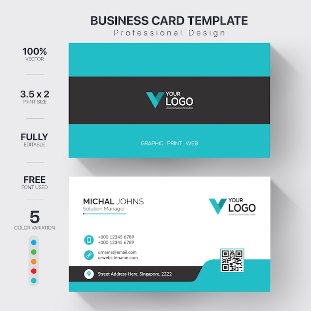Vetor modelo de cartões corporativos com variação de cor