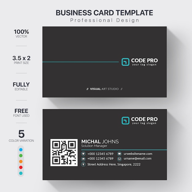 Modelo de cartões de visita modernos com variação de cor