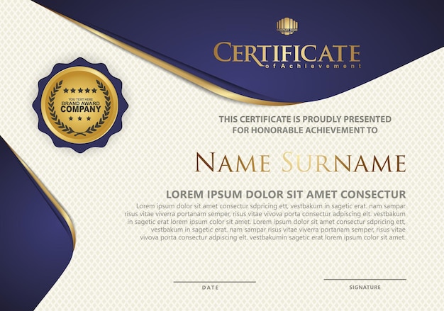 Modelo de certificado com luxo e textura elegante padrão moderno diploma vetor ilustração