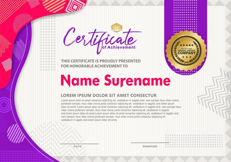 Vetor modelo de certificado com textura de fundo moderno