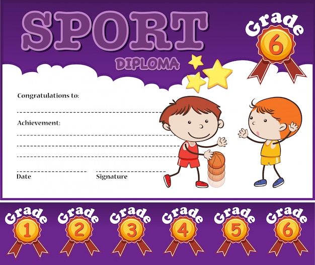 Modelo de certificado de diploma de esporte