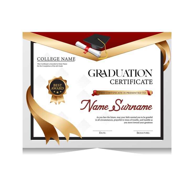 Vetor modelo de certificado de formatura elegante dinâmico moderno