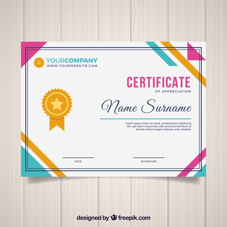 Vetor modelo de certificado em estilo simples