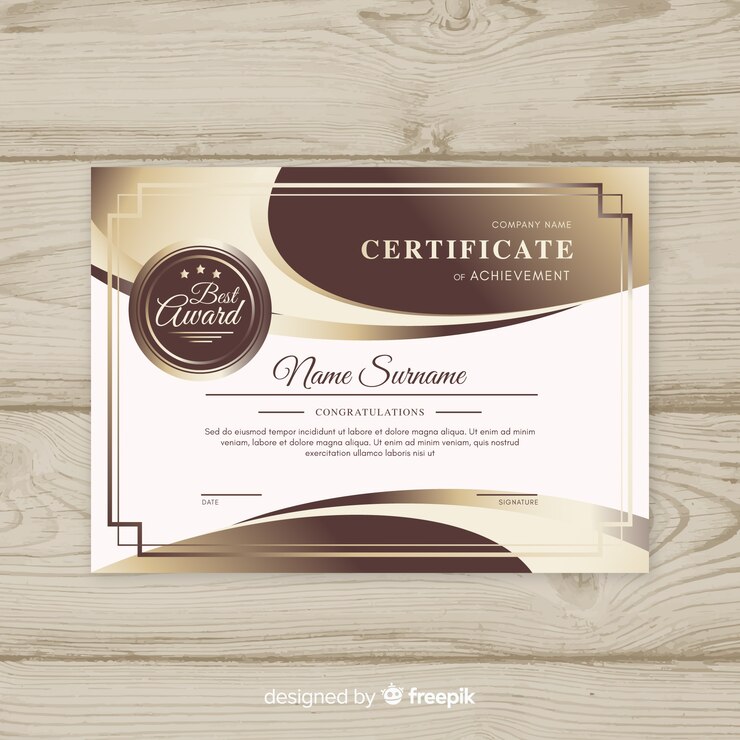 Vetor modelo de certificado moderno com formas abstratas