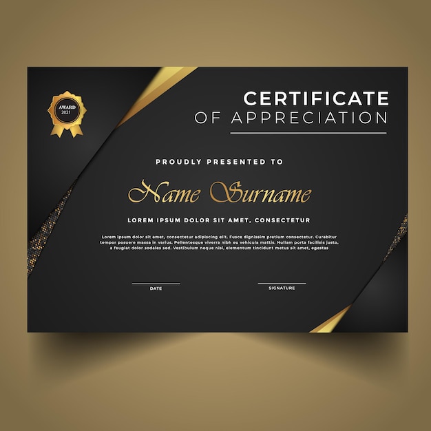 Modelo de certificado novo e elegante com design moderno de diploma