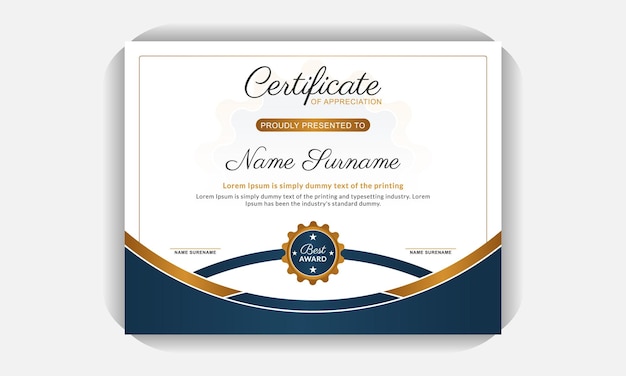 Modelo de certificado pronto para impressão design de certificado simples, limpo e profissional