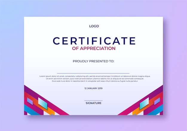 Modelo de certificado vetorial simples e moderno