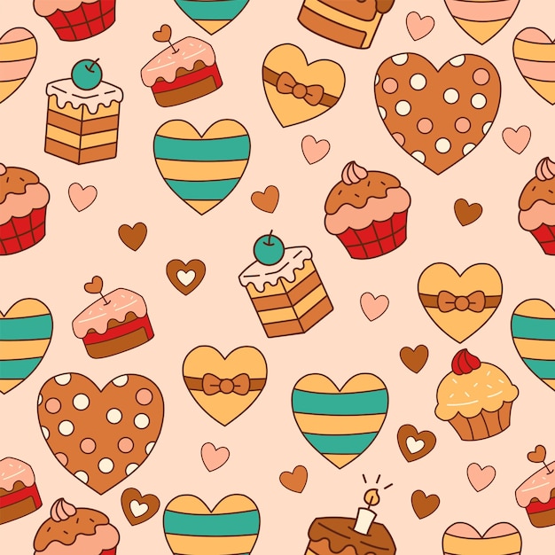 Modelo de chocolate e bolos doces sem costura