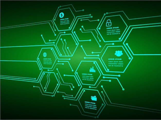 Modelo de circuito de caixa de texto hexagonal para site